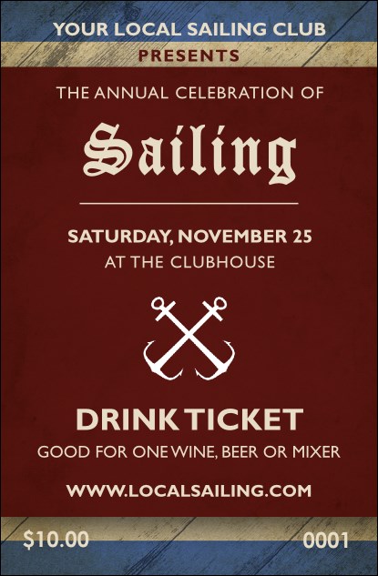 Sailing Drink Ticket Product Front