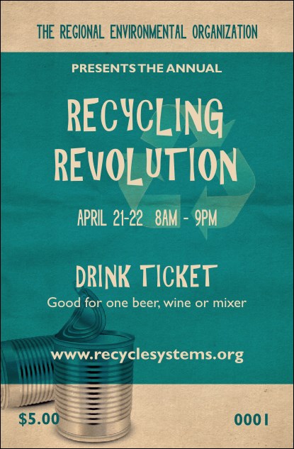 Recycling Symbol Drink Ticket Product Front
