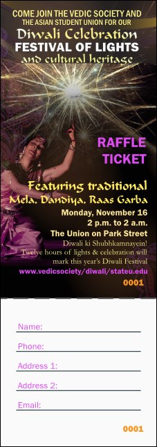 Diwali Raffle Ticket Product Front