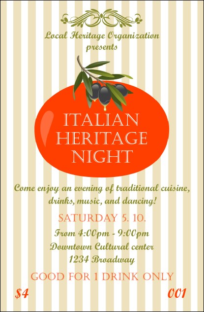 Tuscany Drink Ticket Product Front