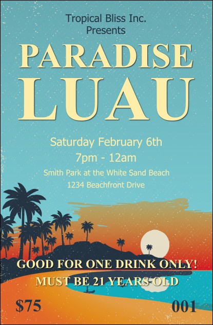 Beach Drink Ticket Product Front