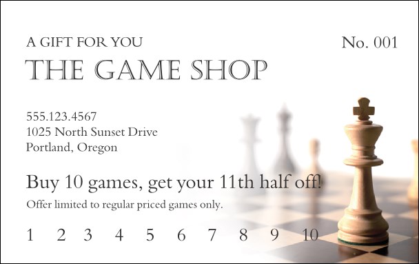 Game Shop Loyalty Card Product Front