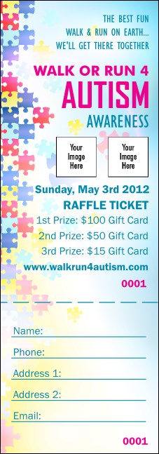 Autism Awareness Raffle Ticket Product Front