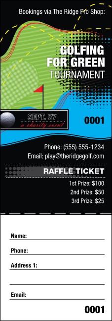 Golf Water Hazard Raffle Ticket Product Front