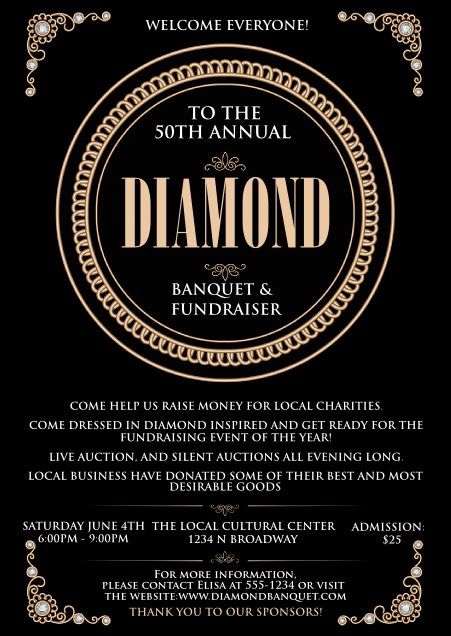 Diamonds Black Postcard Product Front