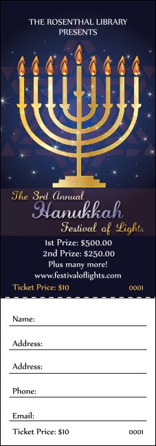 Hanukkah Menorah Raffle Ticket Product Front