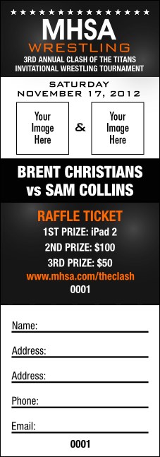 Wrestling Raffle Ticket (Black) Product Front