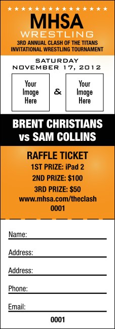 Wrestling Raffle Ticket (Orange) Product Front