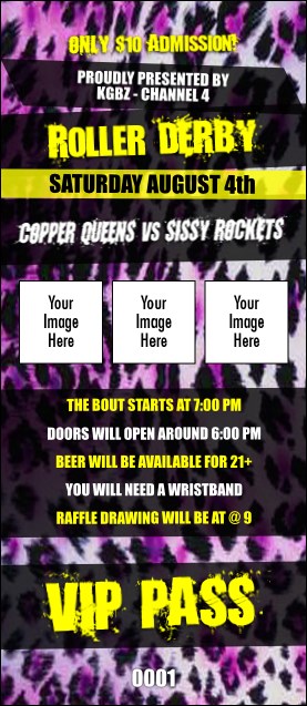 Roller Derby Pink Leopard VIP Pass Product Front