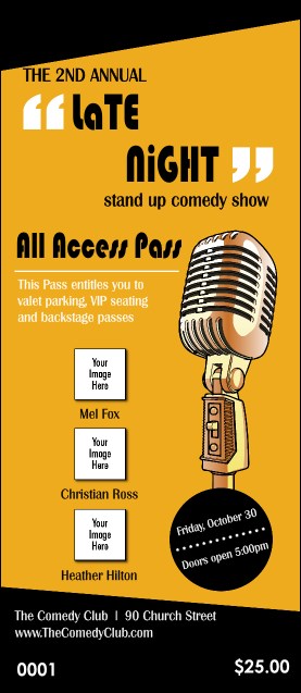 Comedy Retro Microphone VIP Pass Product Front