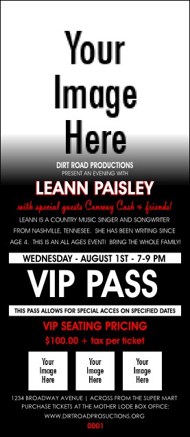 Your Photo Concert Black and Red VIP Pass Product Front