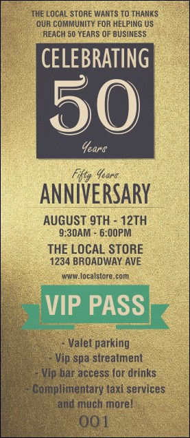50th Anniversary VIP Pass Product Front