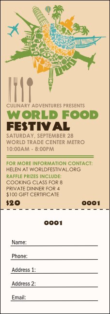 Food Festival Raffle Ticket Product Front
