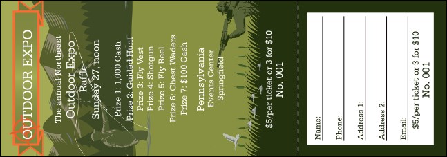 Fishing and Hunting Expo Raffle Ticket Product Front