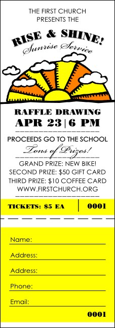 Sunrise Retro Raffle Ticket Product Front