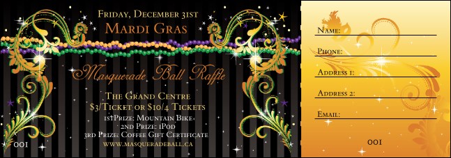 Mardi Gras Beads Raffle Ticket Product Front