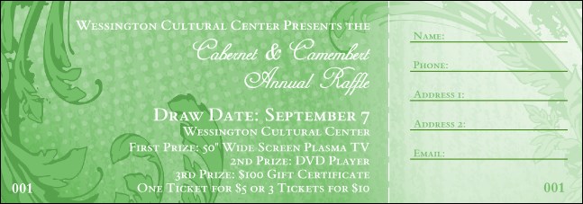 Year Classic Green Raffle Ticket 