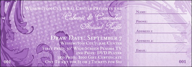 Year Classic Purple Raffle Ticket