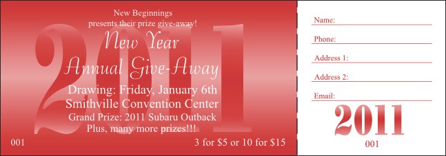 Year Raffle Ticket Red 004 Product Front
