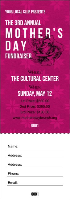Stylish Rose Raffle Ticket Product Front