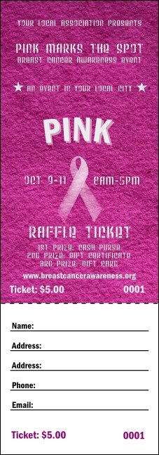 Breast Cancer Pink Ribbon Raffle Ticket Product Front