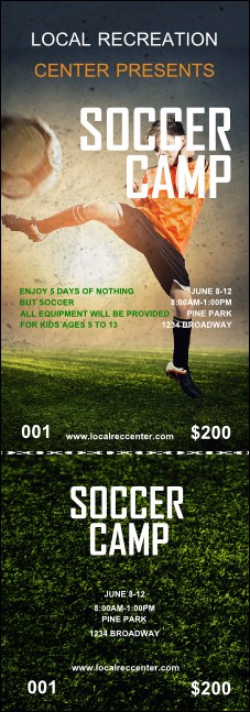 Soccer Camp Event Ticket Product Front