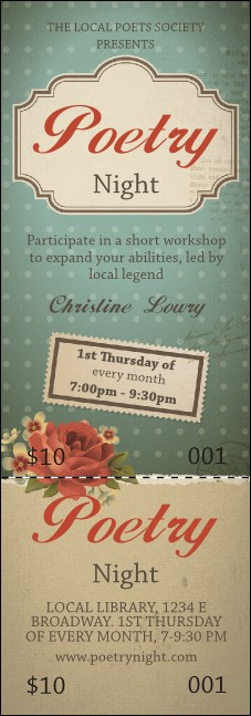 Poetry Event Ticket Product Front