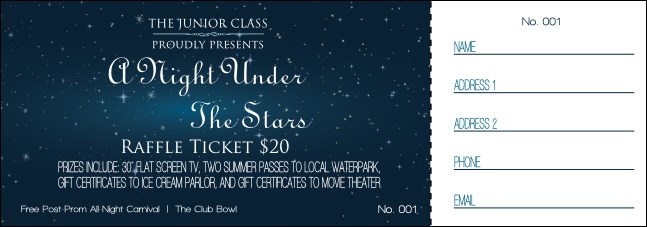 Star Theme Raffle Ticket Product Front