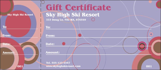 Purple Party Circles Gift Certificate Product Front