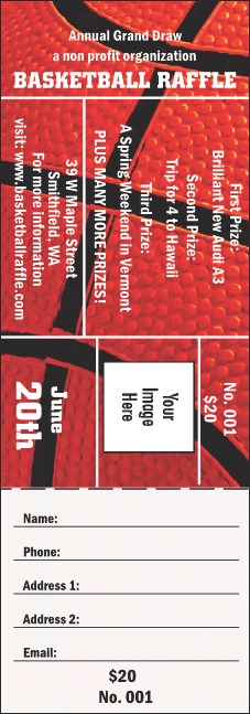 Basketball Raffle Ticket Product Front