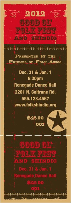 2012 Woodcut General Admission Ticket Product Front