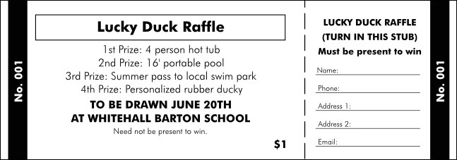 All Purpose Raffle Ticket 003 Product Front