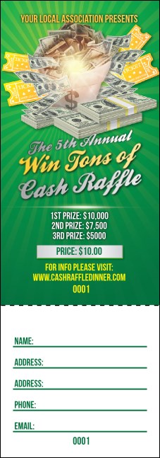 Cash Raffle Green Raffle Ticket