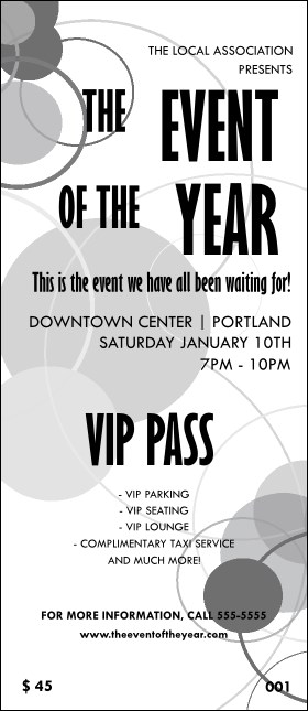 All Purpose Circles Black and White VIP Pass Product Front