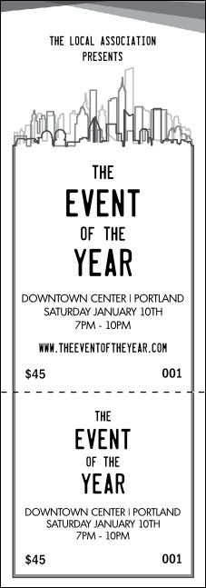 All Purpose Skyline Black and White  Event Ticket Product Front