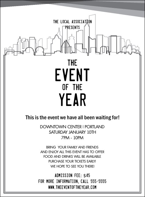 All Purpose Skyline Black and White  Invitation Product Front