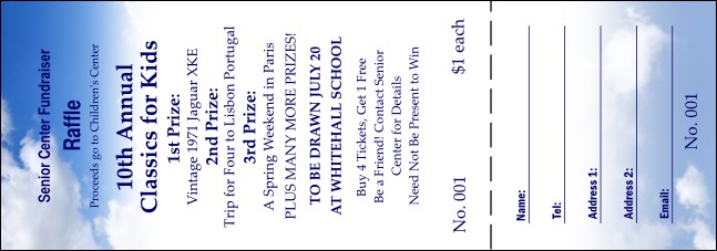 Blue Skies Raffle Ticket Product Front