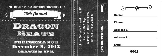 Retro Chalkboard Raffle Ticket Product Front