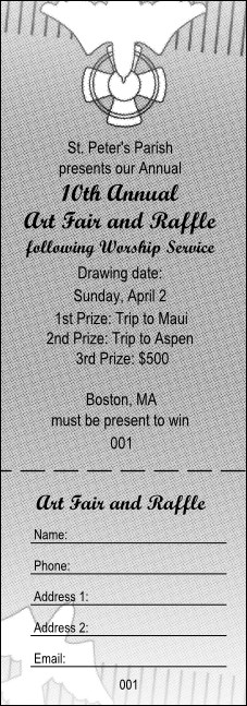 Peace Dove Line Art Raffle Ticket Product Front