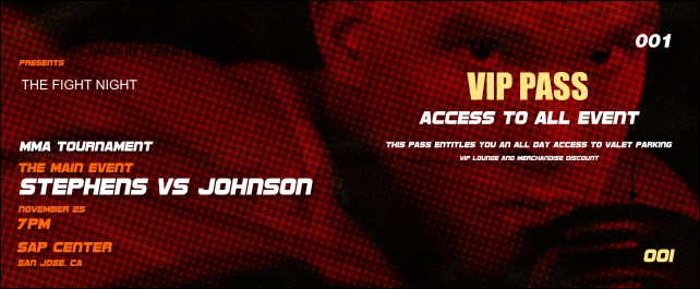MMA The Fight Night VIP Pass Product Front