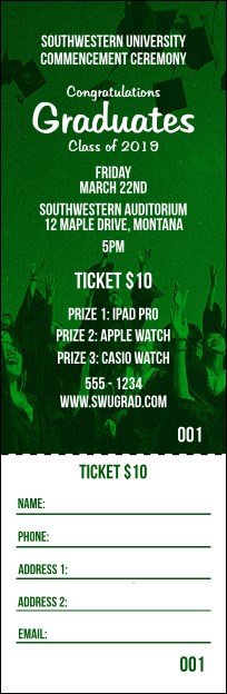 Graduation - Green Raffle Ticket Product Front