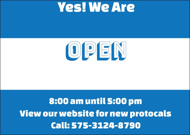 We Are Open Blue White Postcard Product Front