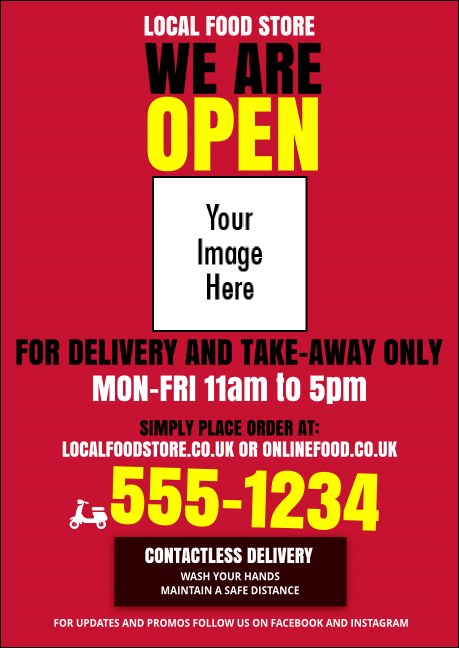 We Are Open Postcard Red Black