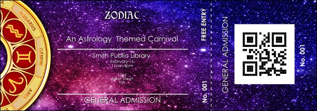 Astrology QR Event Ticket Product Front