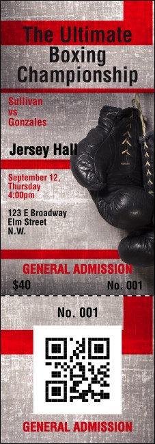 Boxing Gloves QR Event Ticket Product Front