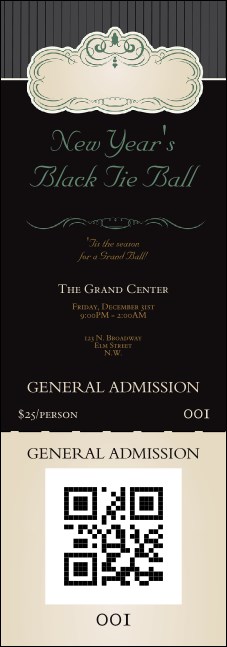Classic Black Pinstripe QR Event Ticket